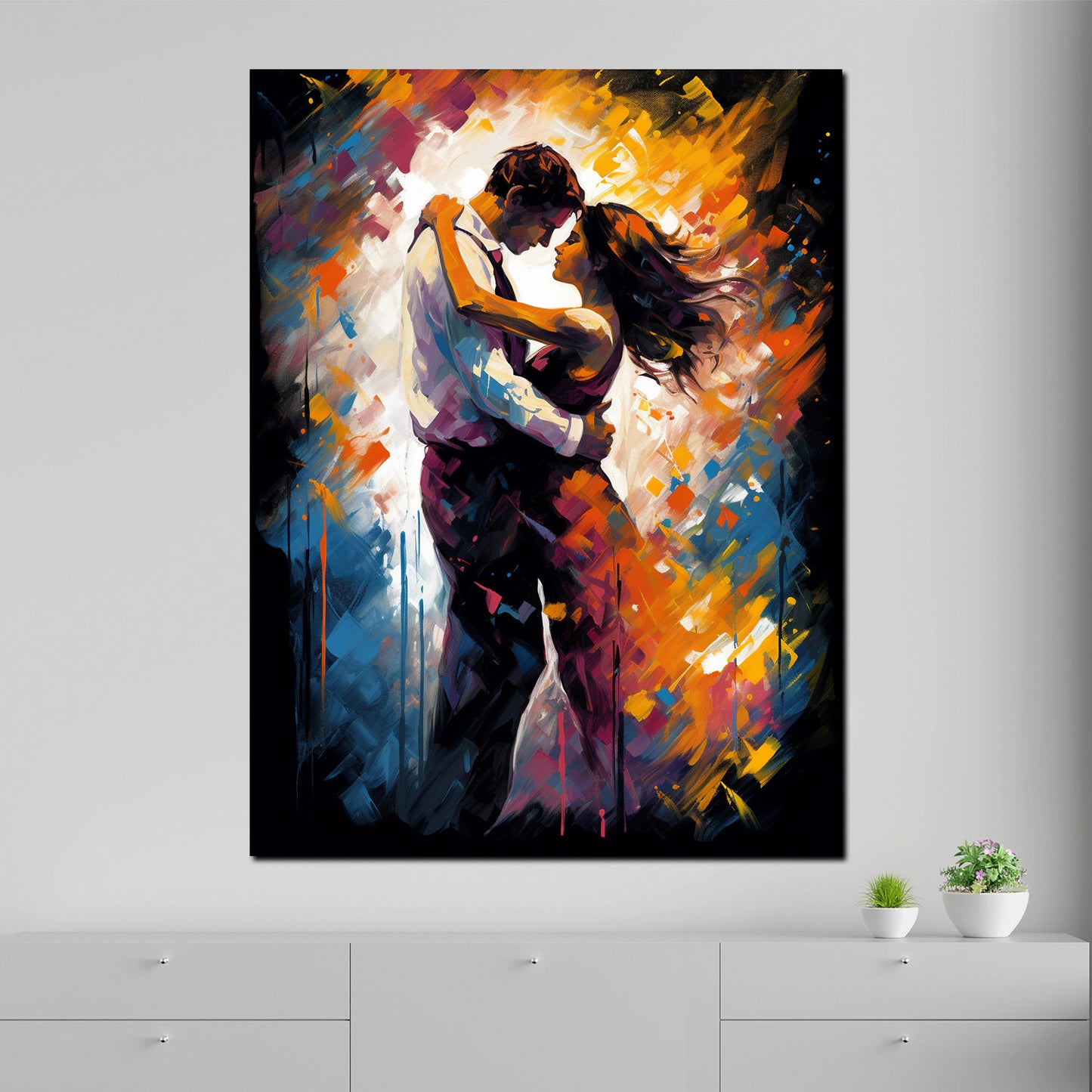 Wandbild Pop Art Paar Tanz farbenfroh modern