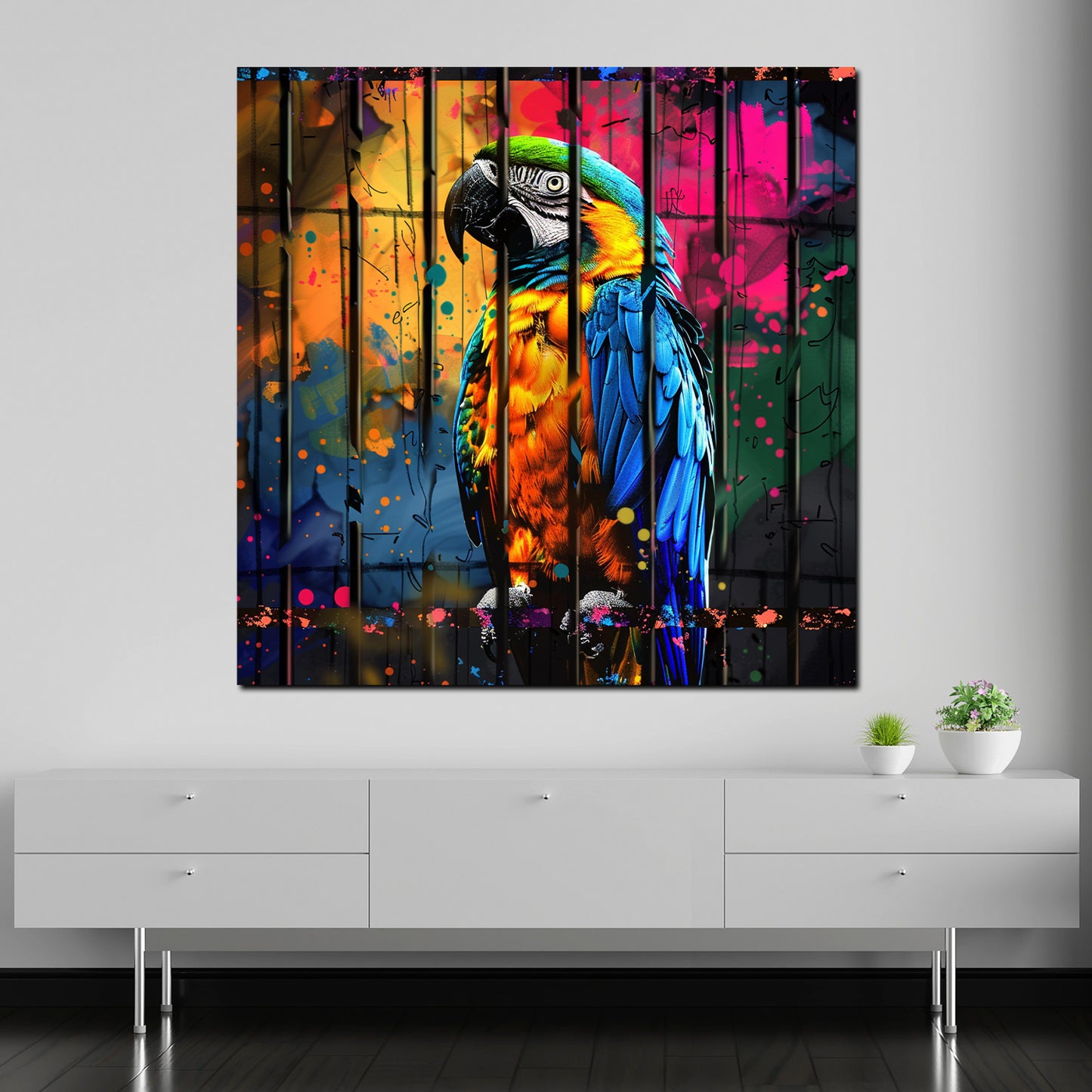 Wandbild Pop Art Papagei bunt modern