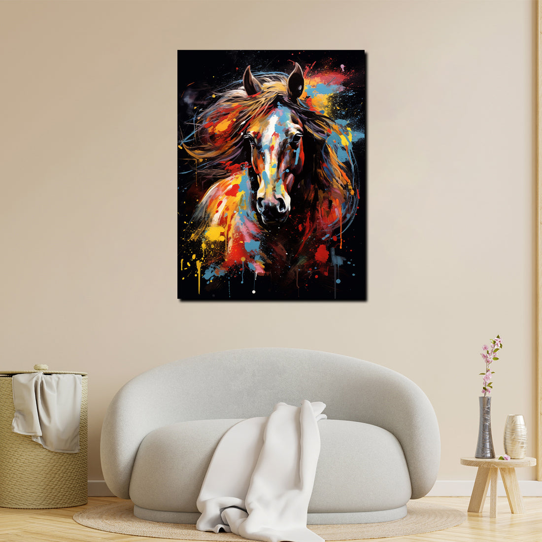Wandbild Pop Art Pferd frontal Colour Style