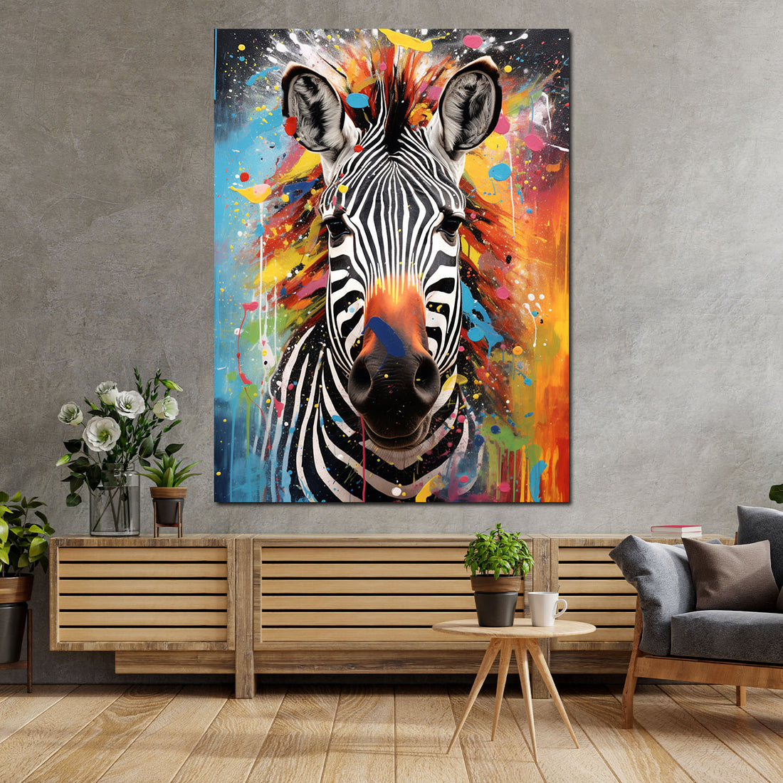 Wandbild Pop Art Zebra Colour Style