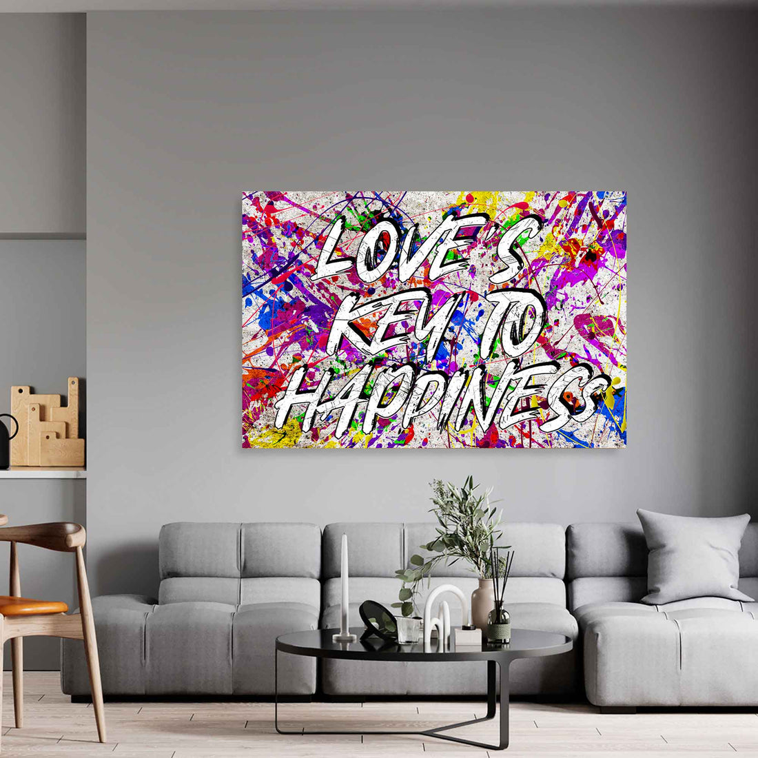 Wandbild Pop Art abstrakt Love IS The Key To Happiness