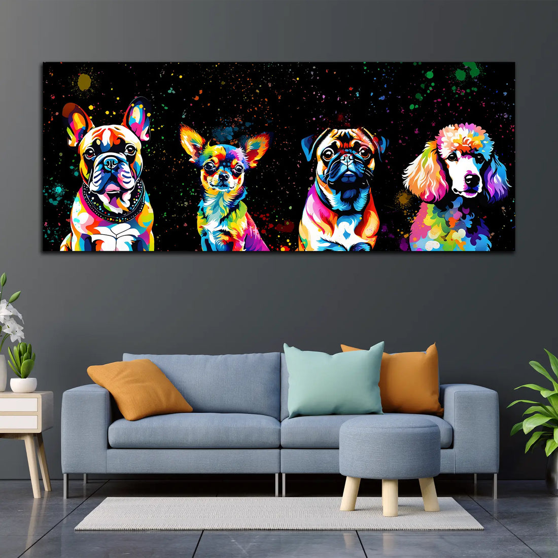 Wandbild Pop Art kleine Hunde Black Style