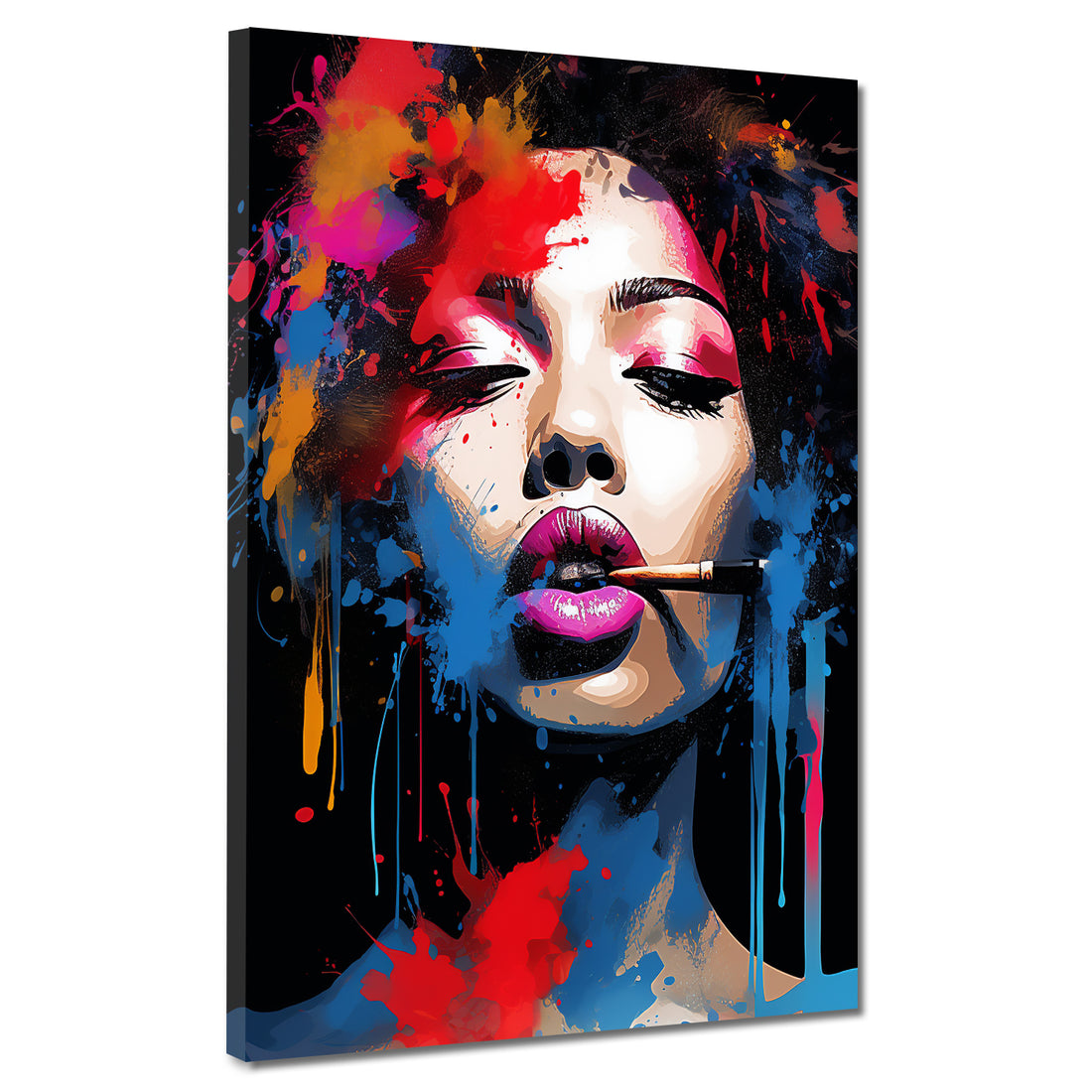 Wandbild Pop Art modern coole Frau Gesicht Splash Colour