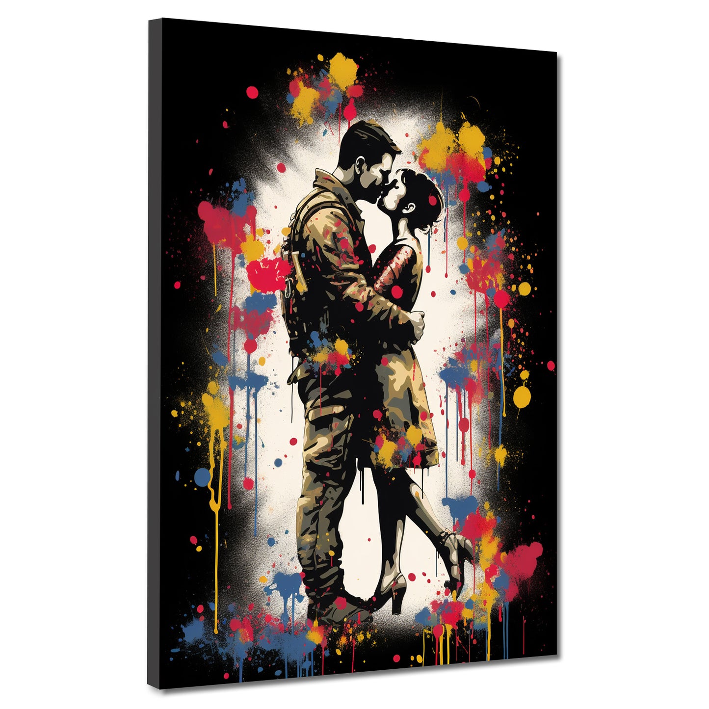 Wandbild Pop Art verliebtes Paar Kuss farbenfroh modern