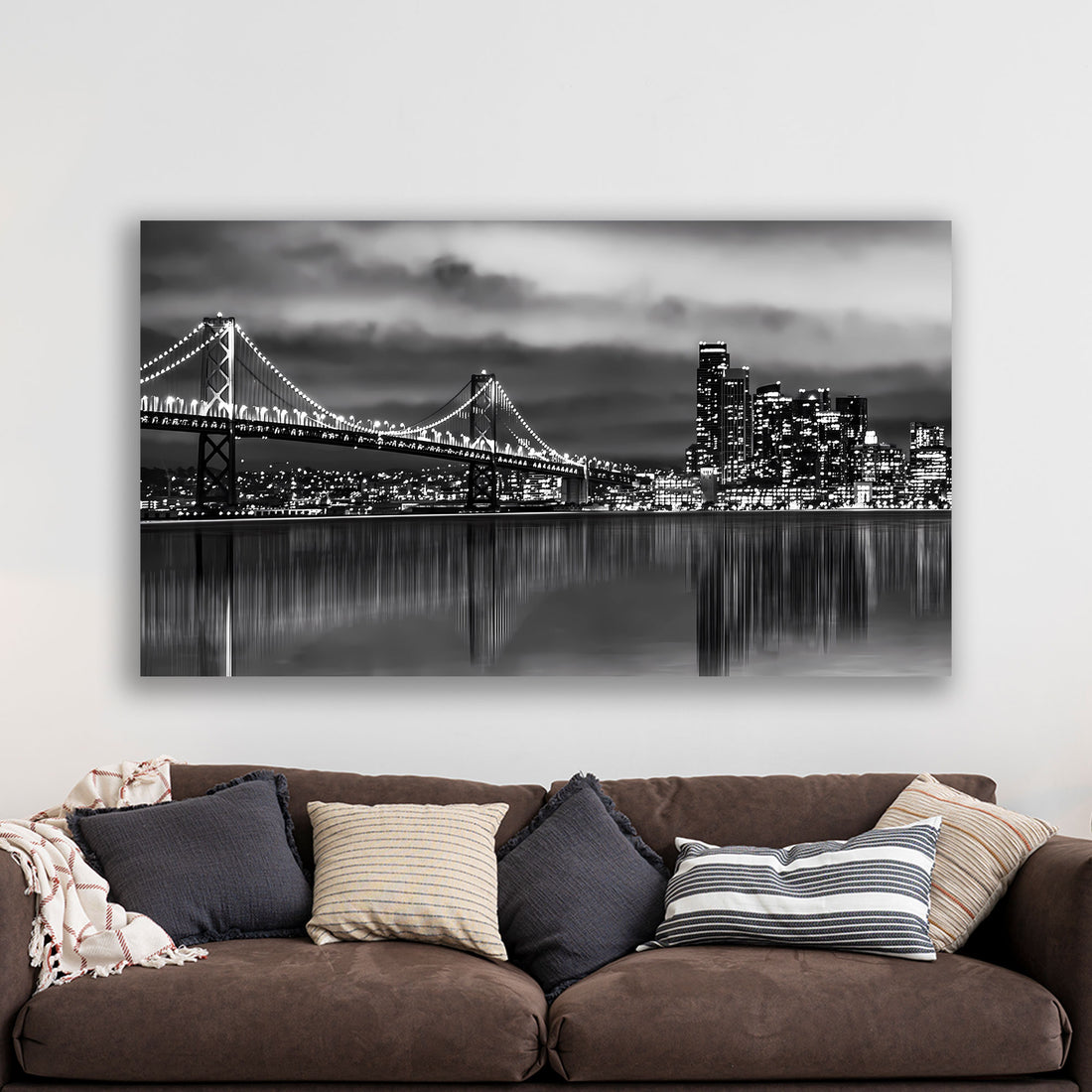 Wandbild San Francisco Bay Bridge, USA, schwarz-weiß