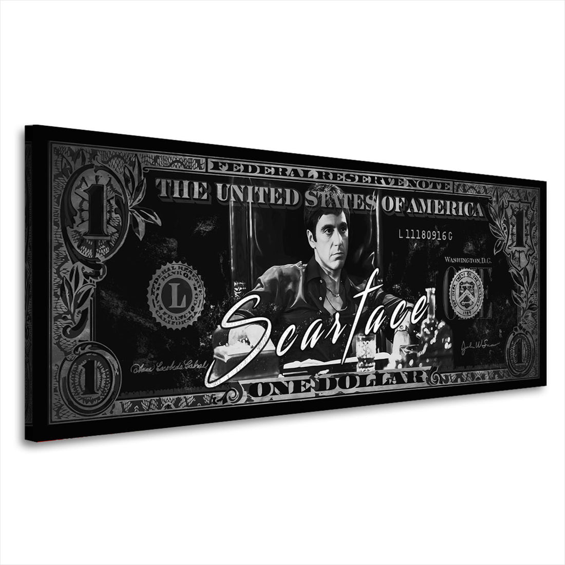 Wandbild Scarface schwarz weiß Geldschein