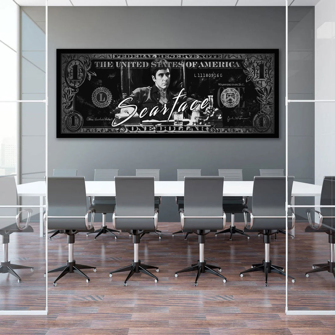Wandbild Scarface schwarz weiß Geldschein