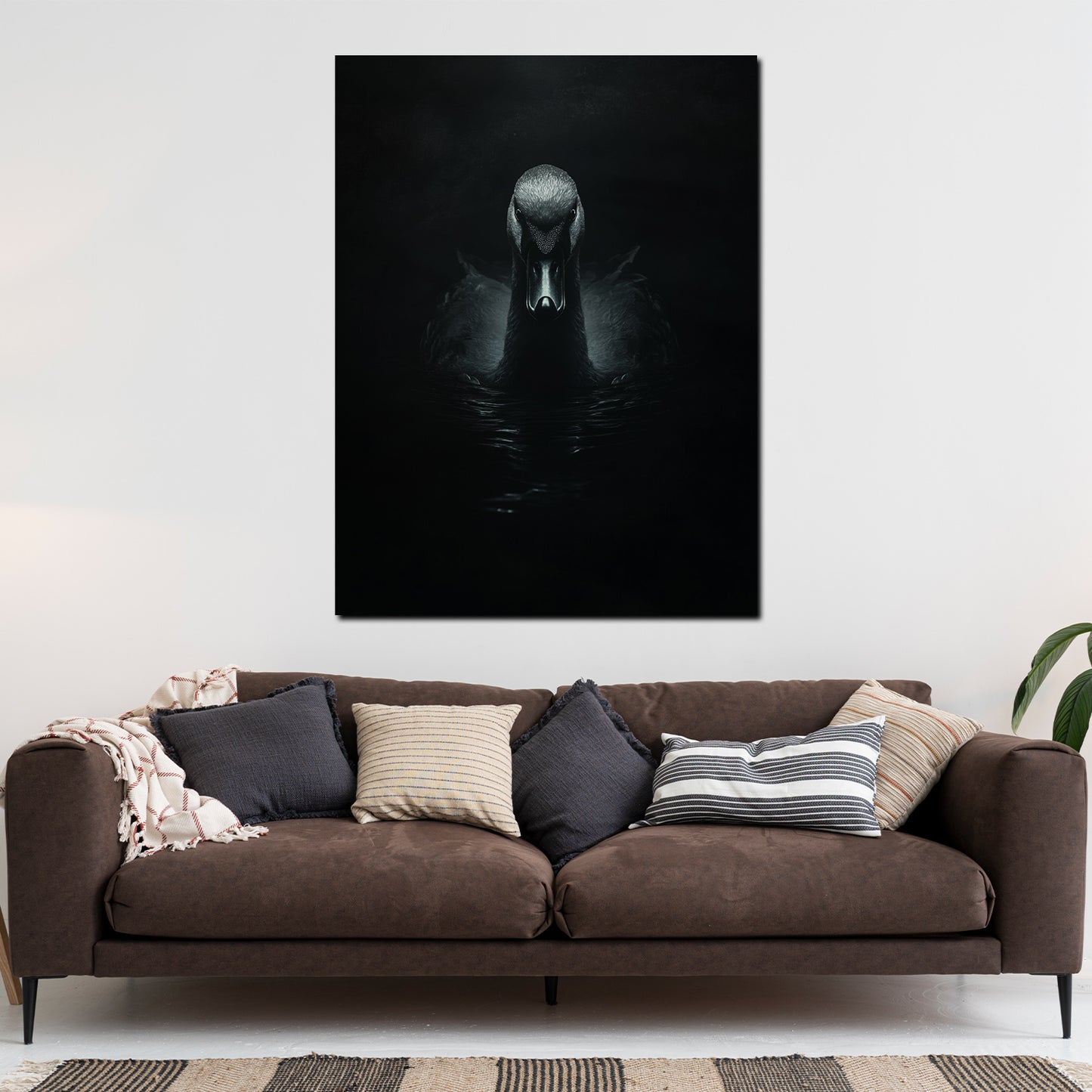 Wandbild Schwan im dunklen Wasser Eleganz Mystik modern