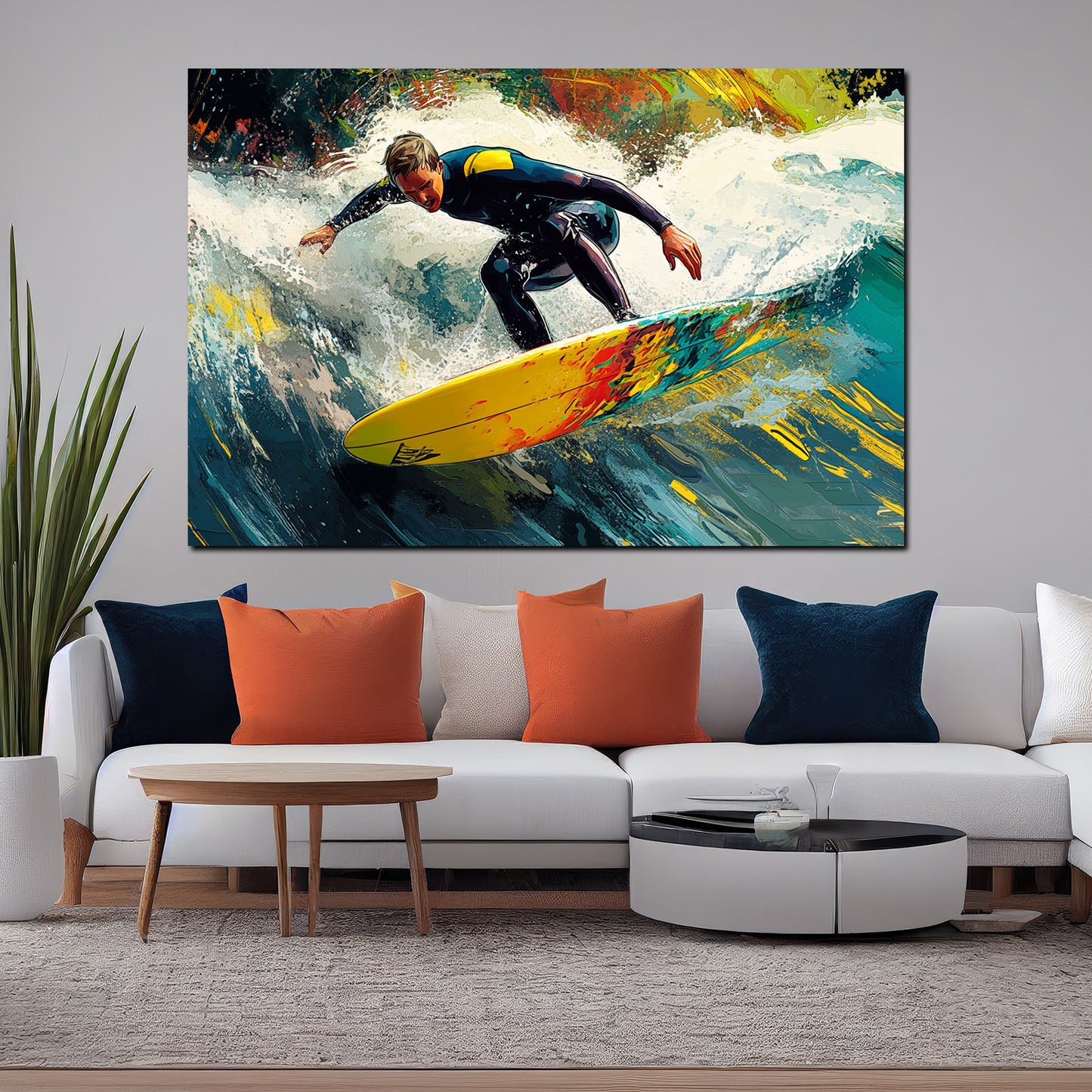 Wandbild Sport Surfer Welle Action im Wasser