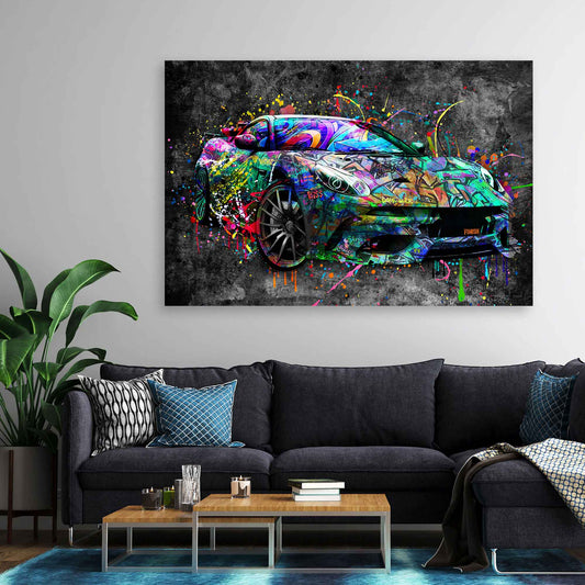 Ferrari Wandbild Sportwagen Graffiti Street Art Auto