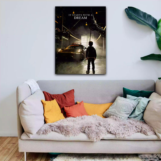 Wandbild Sportwagen Zitat Inspiration Junge Motivation