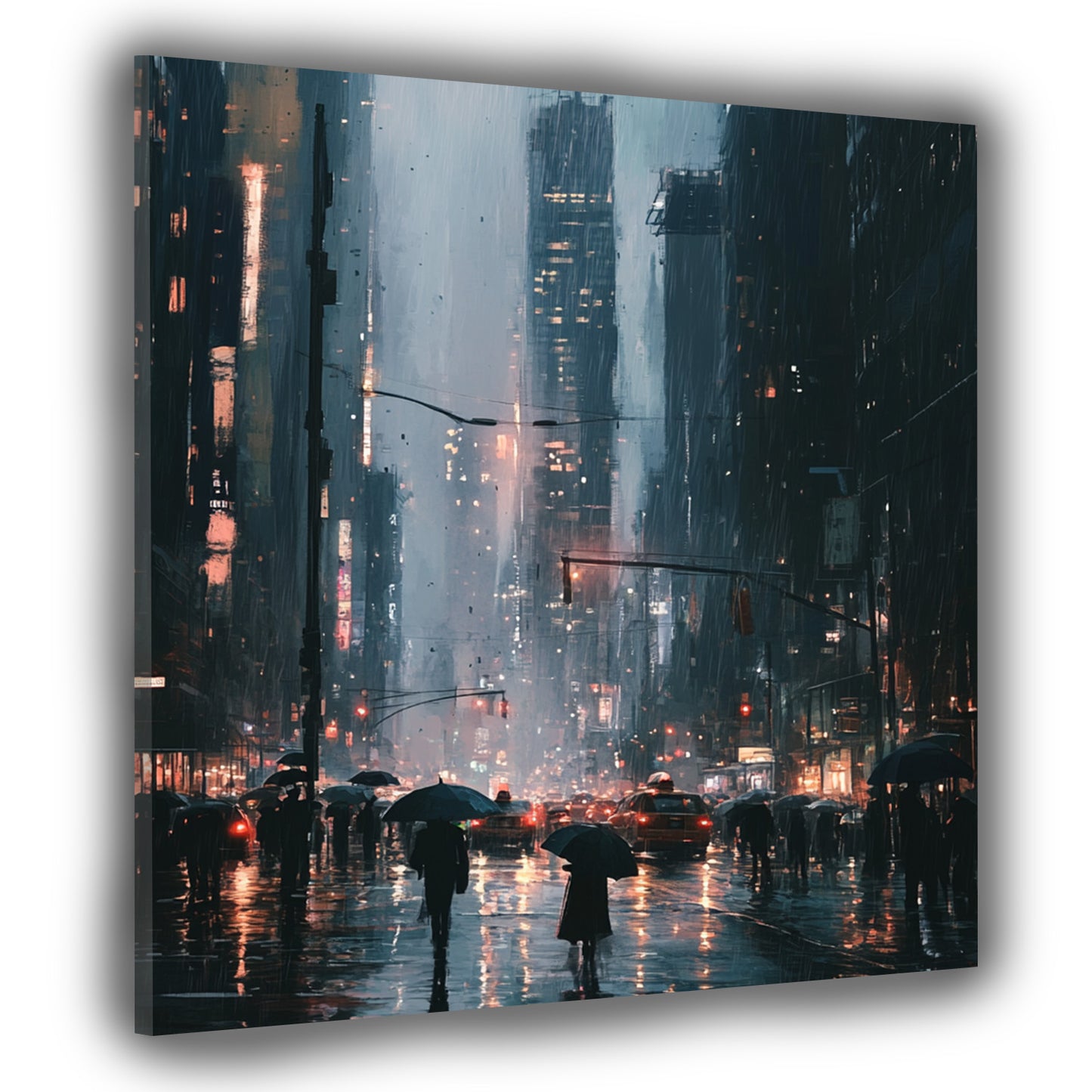 Wandbild Stadt New York Regen Nachtlichter modern
