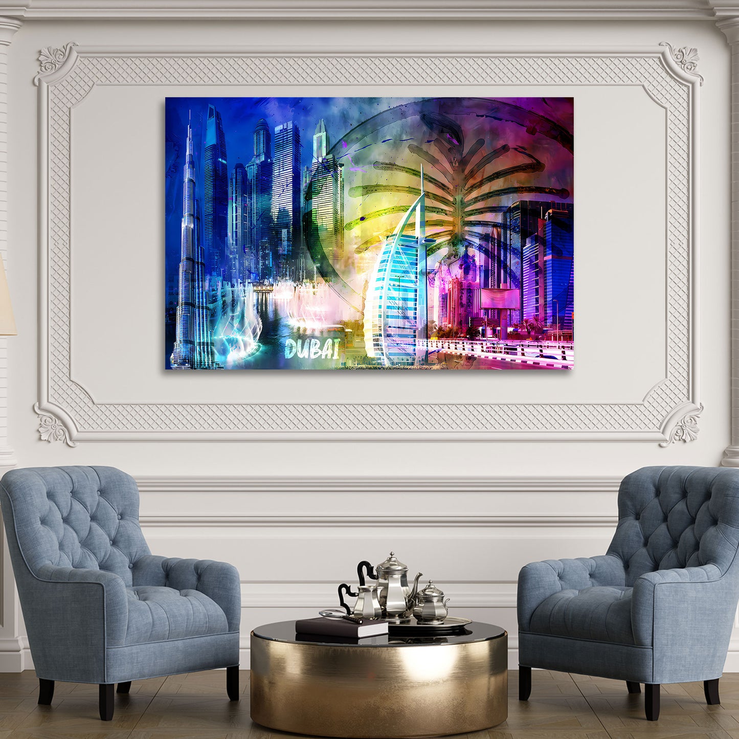 Dubai Skyline Pop Art Architektur modern Wandbild