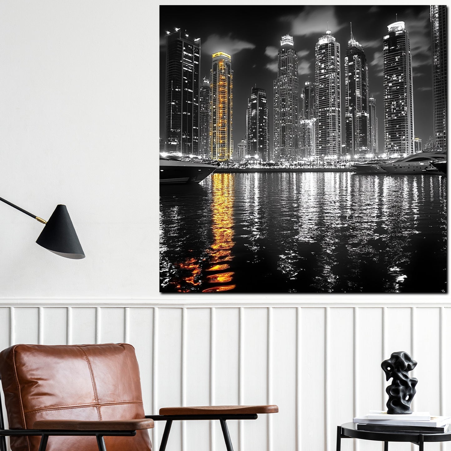 Wandbild Städte New York Skyline bei Nacht Luxus modern