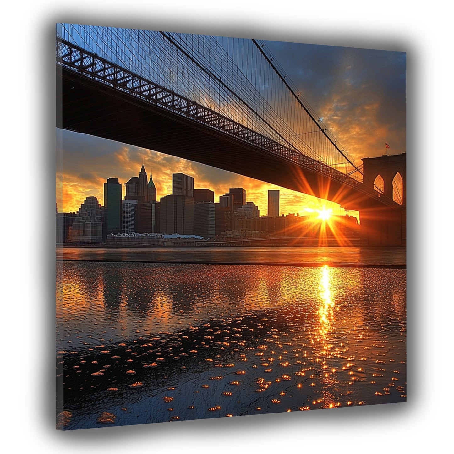 Wandbild Städte New York Sonnenuntergang Brooklyn Bridge Skyline modern