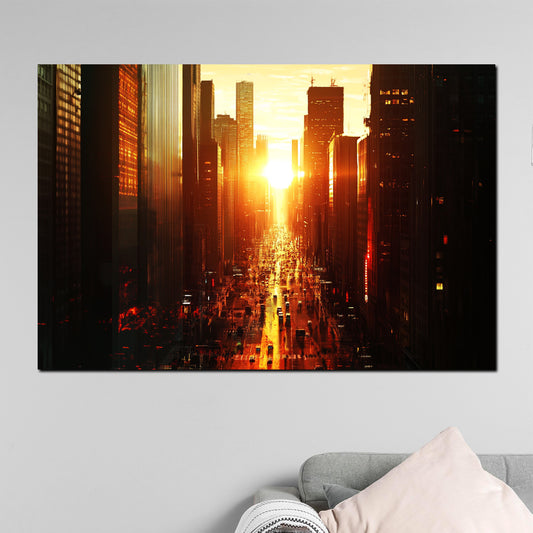 Wandbild Städte New York Sonnenuntergang Skyline modern