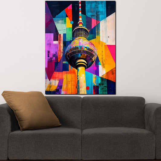 Wandbild Städte Pop Art Berlin Fernsehturm bunt abstrakt
