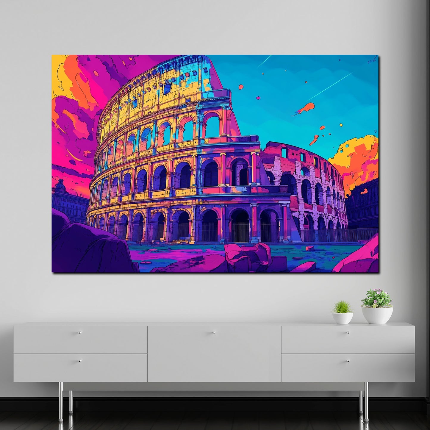 Wandbild Städte Pop Art Rom Kolosseum Architektur bunt historisch