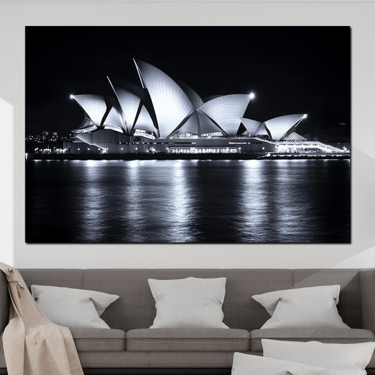 Wandbild Städte Sydney Opernhaus Nachtaufnahme Wasser Spiegelung