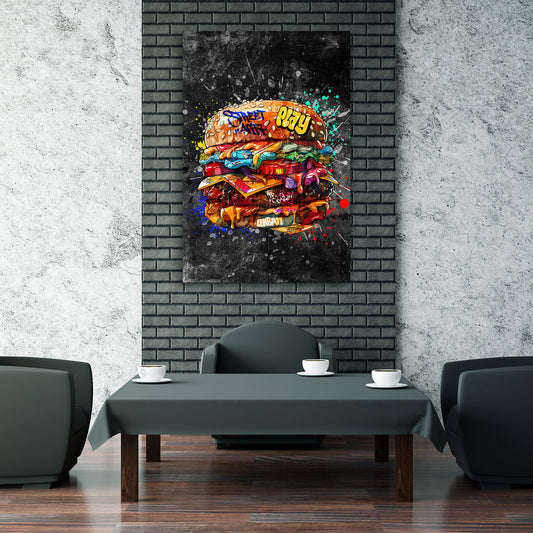 Hamburger Street Art Burger Dark Style Wandbild