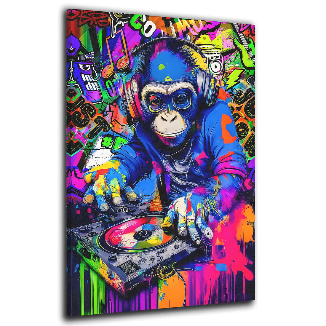 Wandbild Street Art Graffiti DJ Monkey