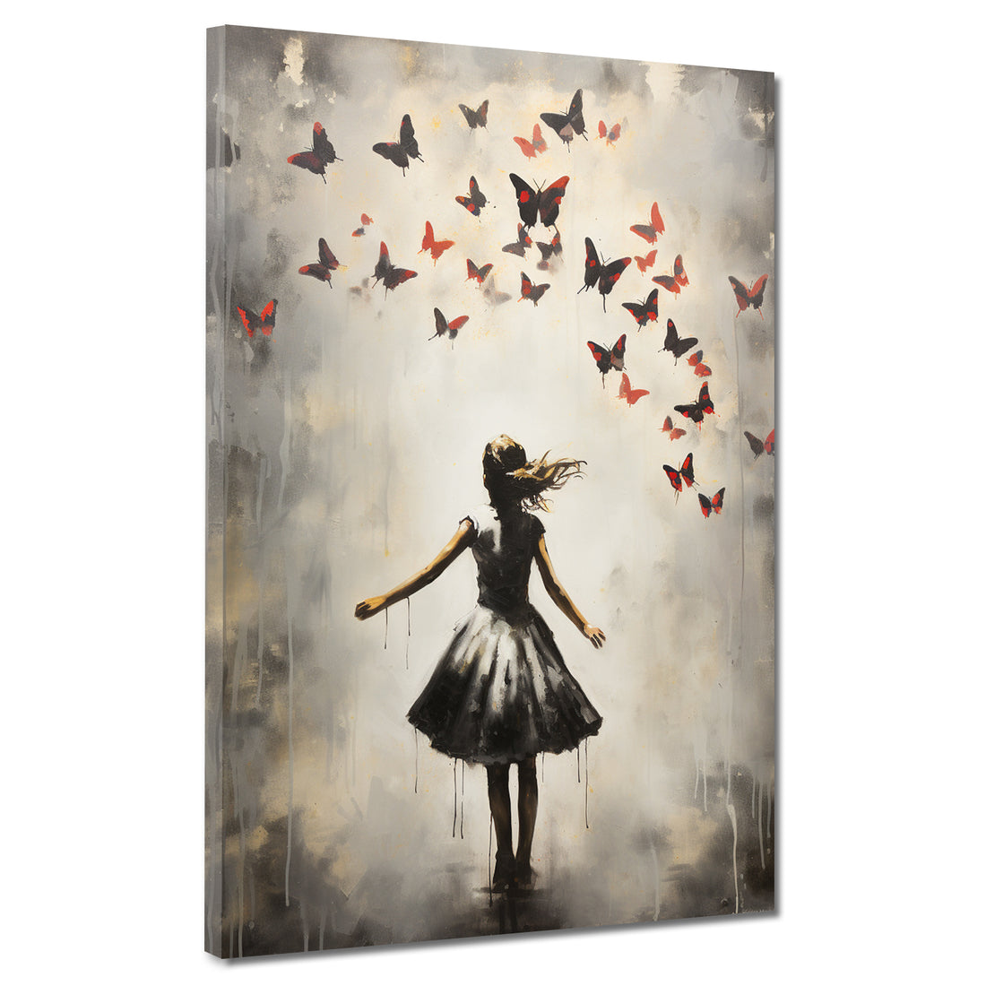 Wandbild Street Art Mädchen mit Schmetterlinge Abstract Style
