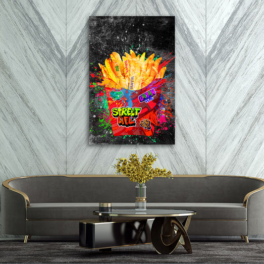 Pommes frites Wandbild Street Art Pommes Graffiti Pop Art