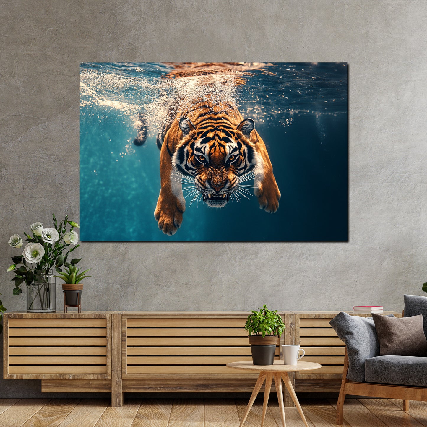 Wandbild Tiger im Wasser Wildnis Energie Raubtier