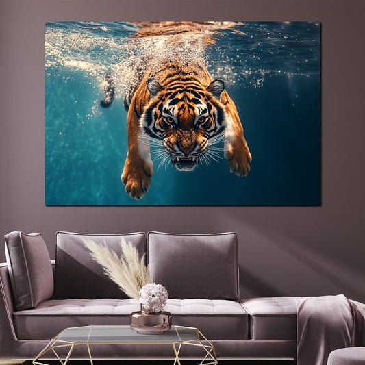 Wandbild Tiger im Wasser Wildnis Energie Raubtier
