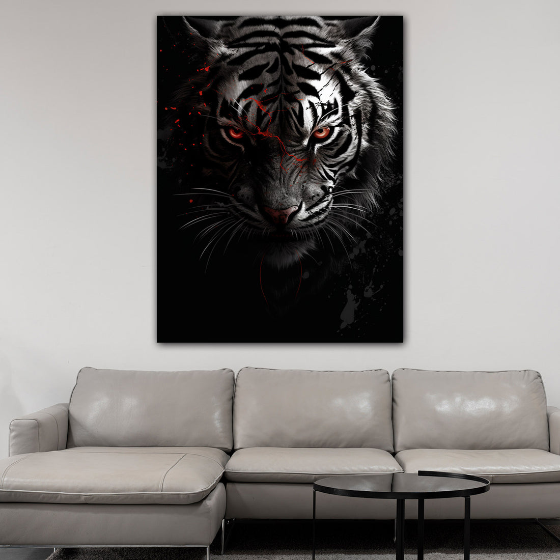 Wandbild Tiger abstrakt mit roten Augen