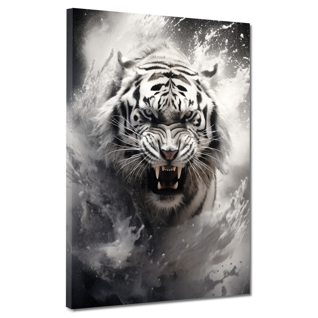 Wandbild Tiger frontal schwarz weiß
