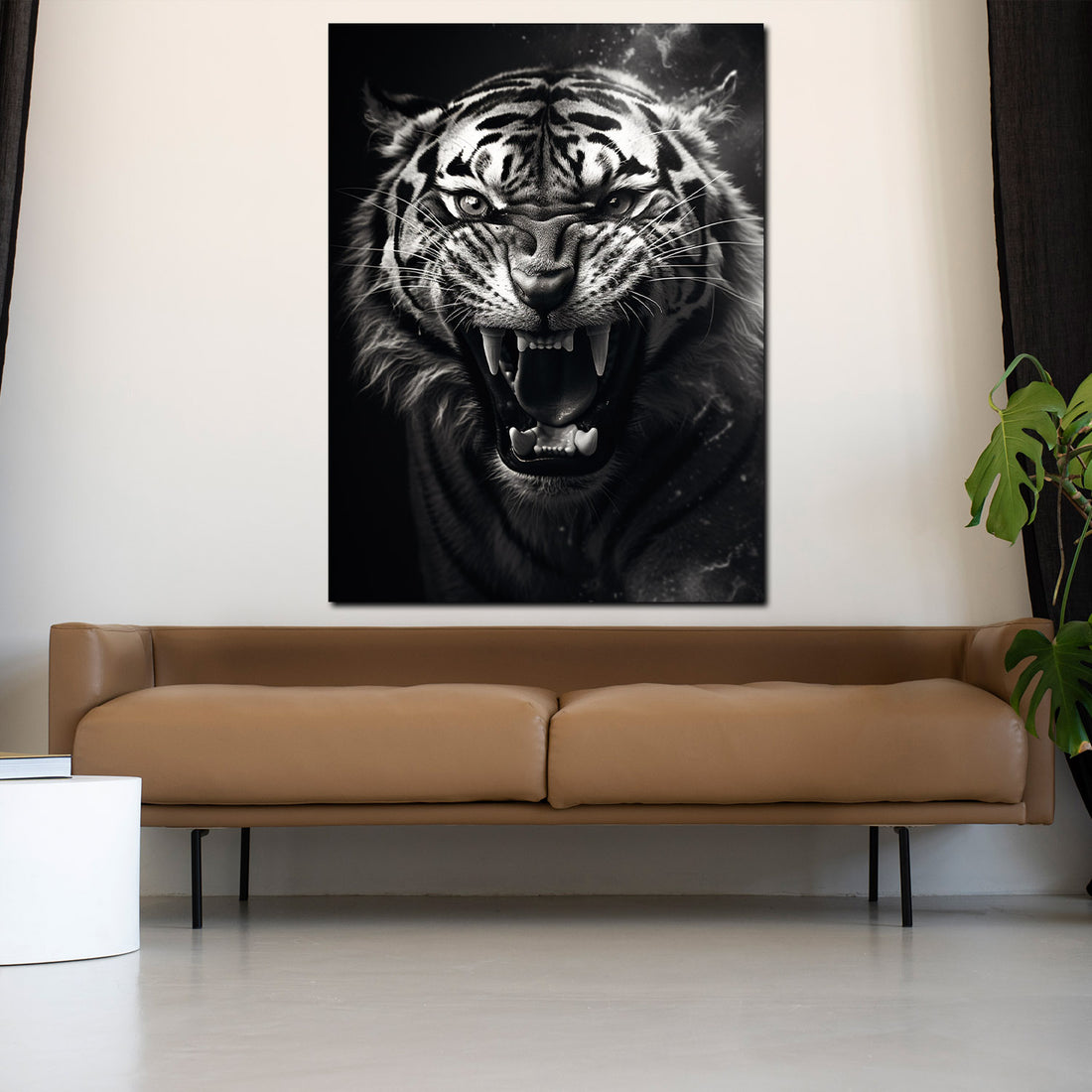 Wandbild Tiger schwarz weiß