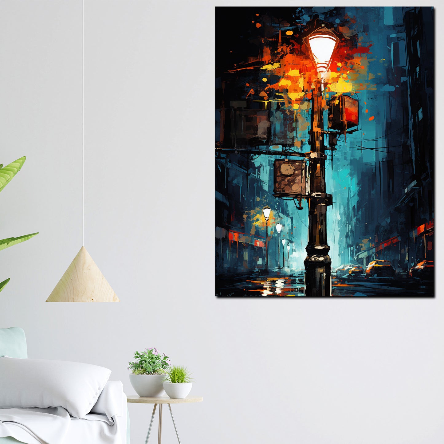 Wandbild USA New York abstrakt Straßenlaterne in der Nacht