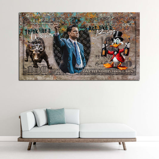 Wandbild Wolf of Wall Street Pop Art Comic Erfolg Geld