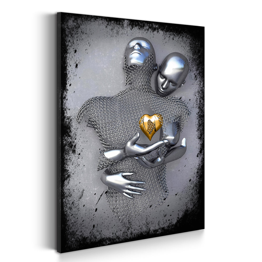Wandbild abstrakt 3D Metallfigur Two Lovers Metall Herz Wandkunst