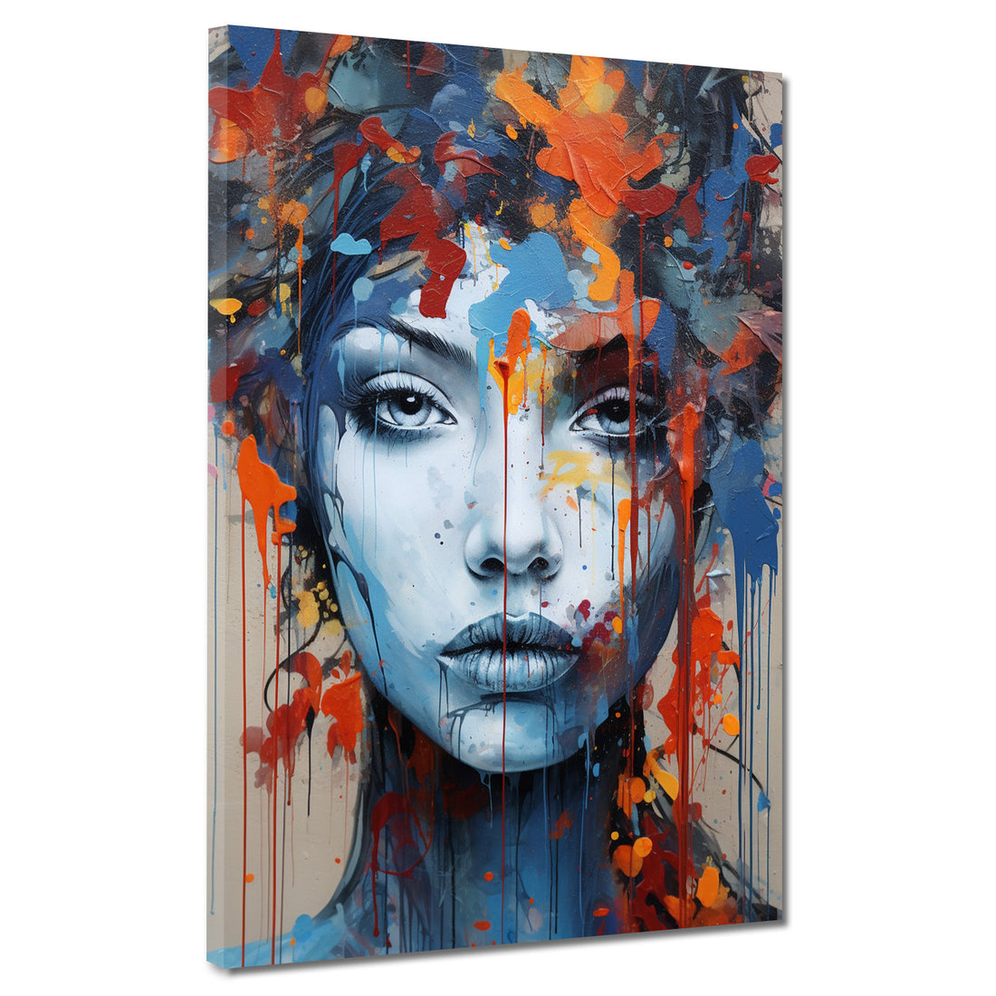 Wandbild abstrakt Beautiful Face Blue Style