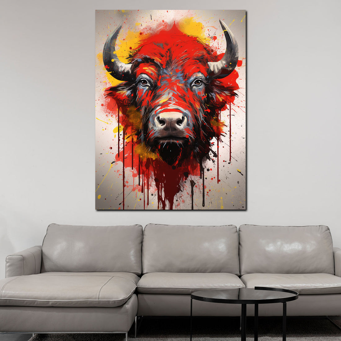 Wandbild abstrakt Bull Red Pop Art