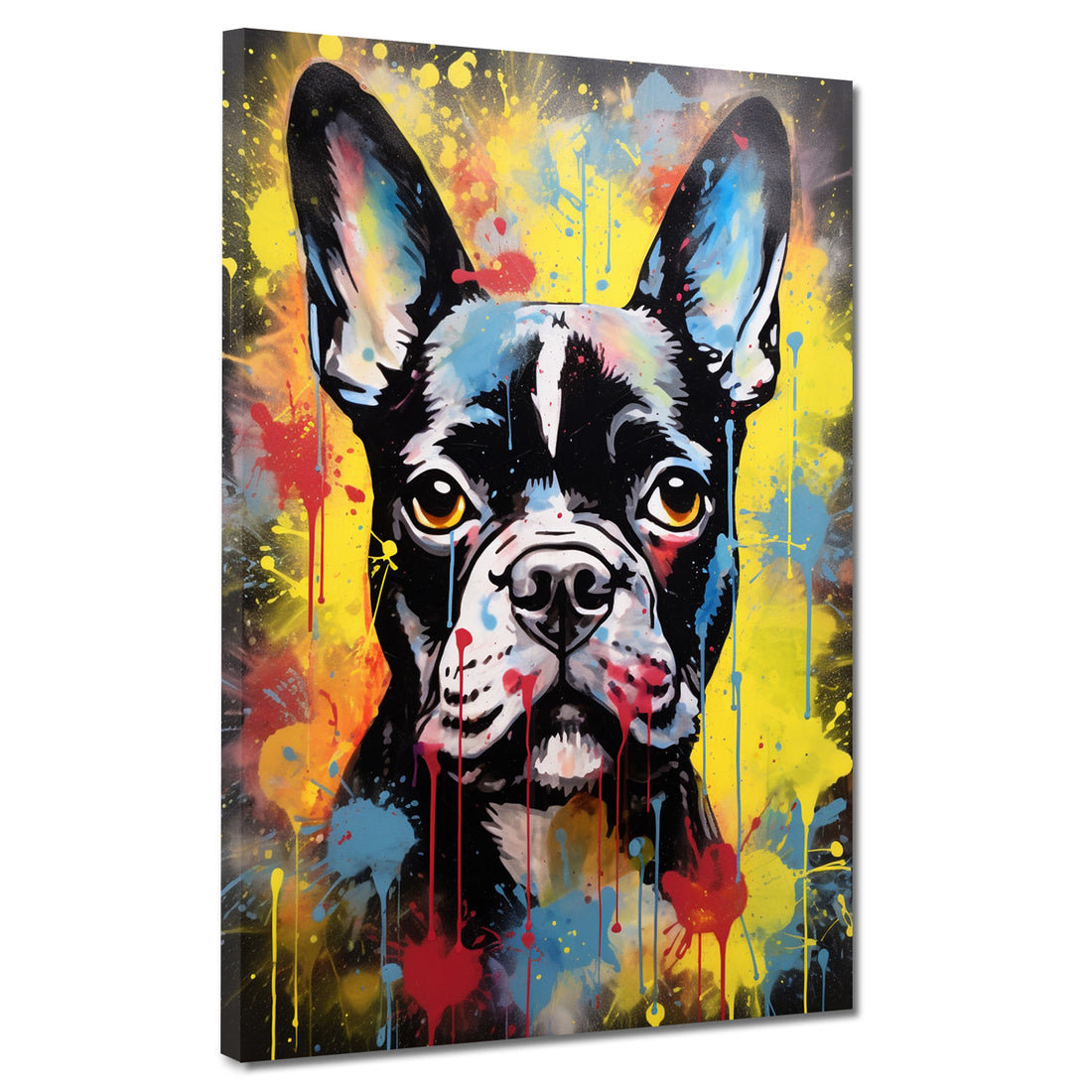 Wandbild abstrakt Französische Bulldogge Street Art Colour