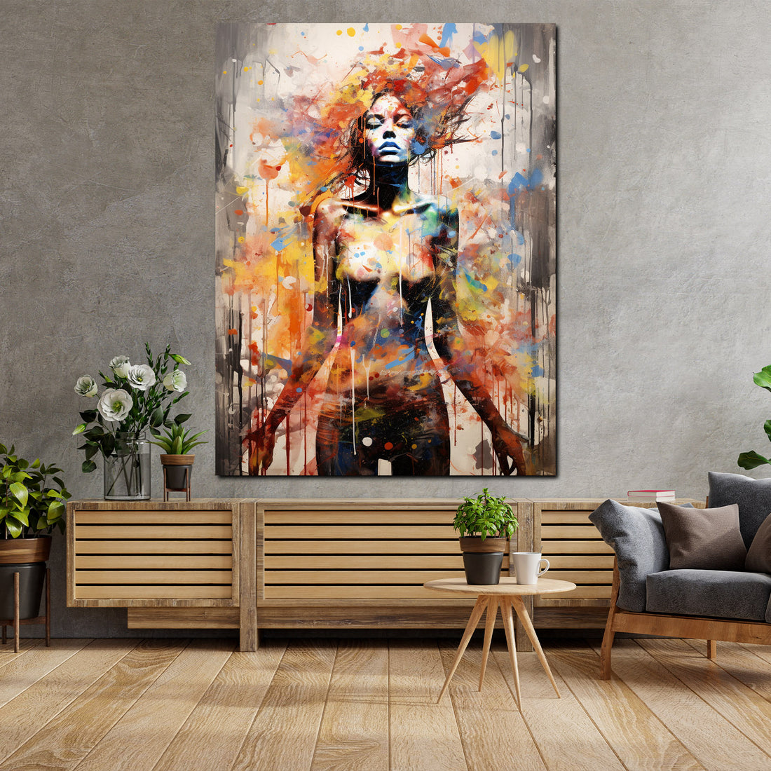 Wandbild abstrakt Frau frontal Pop Art Style