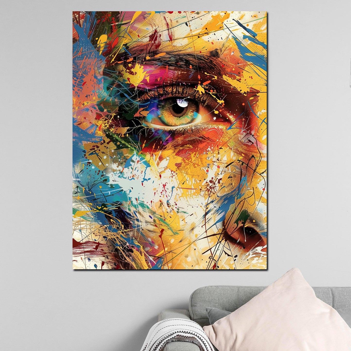 Wandbild abstrakt Gesicht Auge Pop Art modern