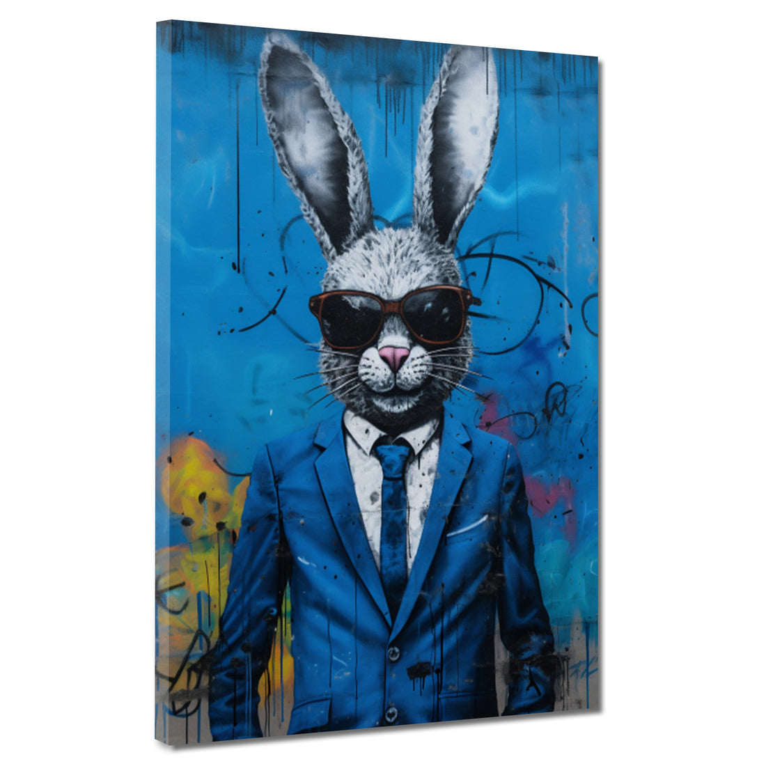 Wandbild abstrakt Hase im Anzug