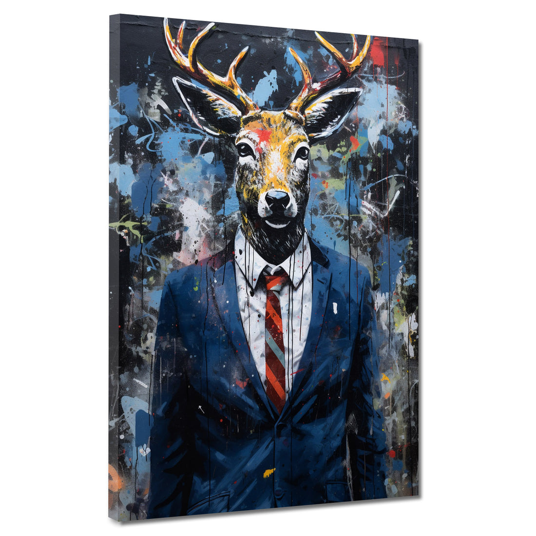 Wandbild abstrakt Hirsch im Anzug