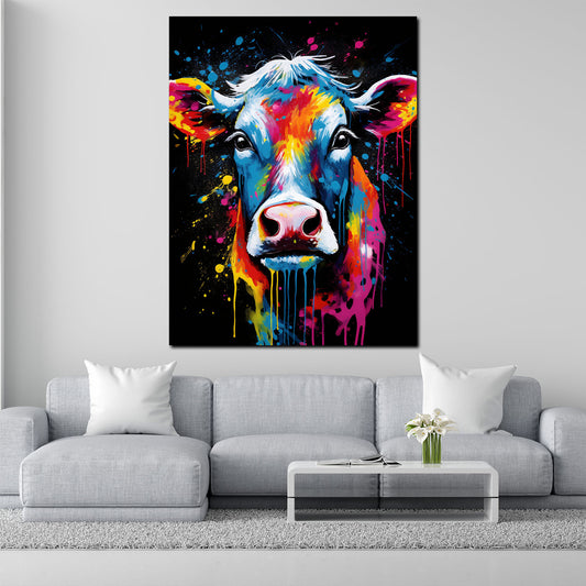 Kuh Pop Art Style Wandbild abstrakt