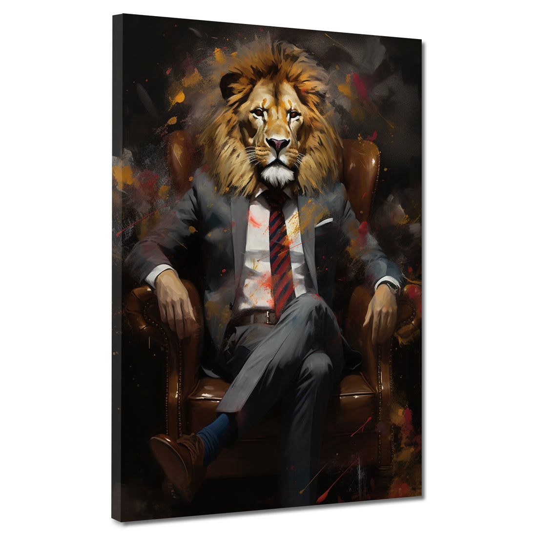 Wandbild abstrakt Löwe im Sessel