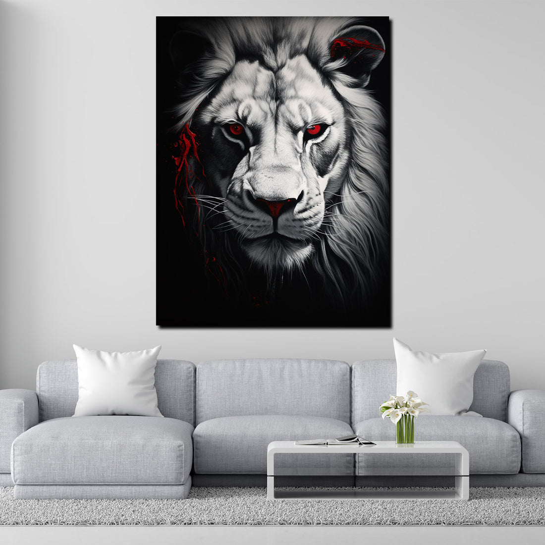 Wandbild abstrakt Löwenkopf Red Style