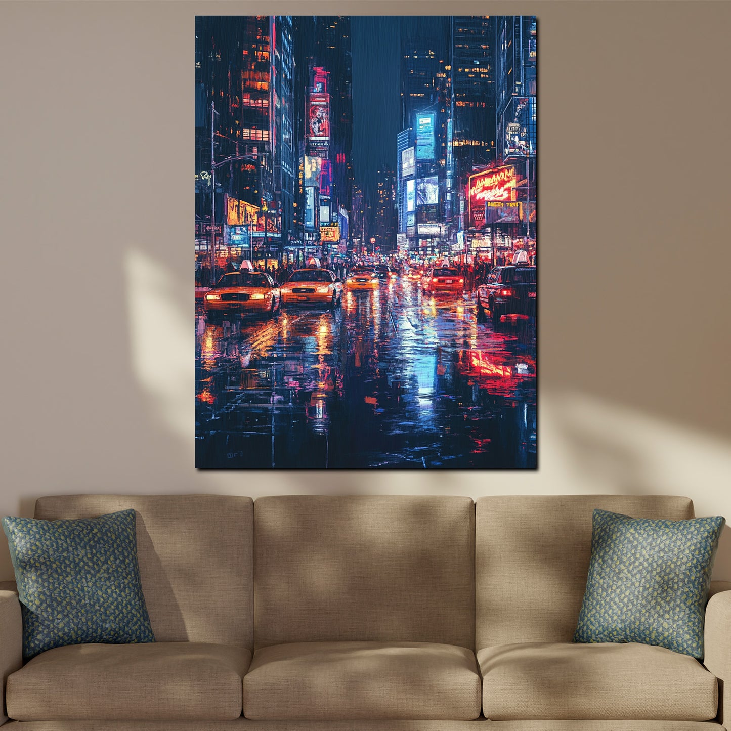 Wandbild abstrakt New York Stadtlichter bei Nacht modern