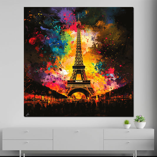 Wandbild abstrakt Paris Eiffelturm Pop Art farbenfroh
