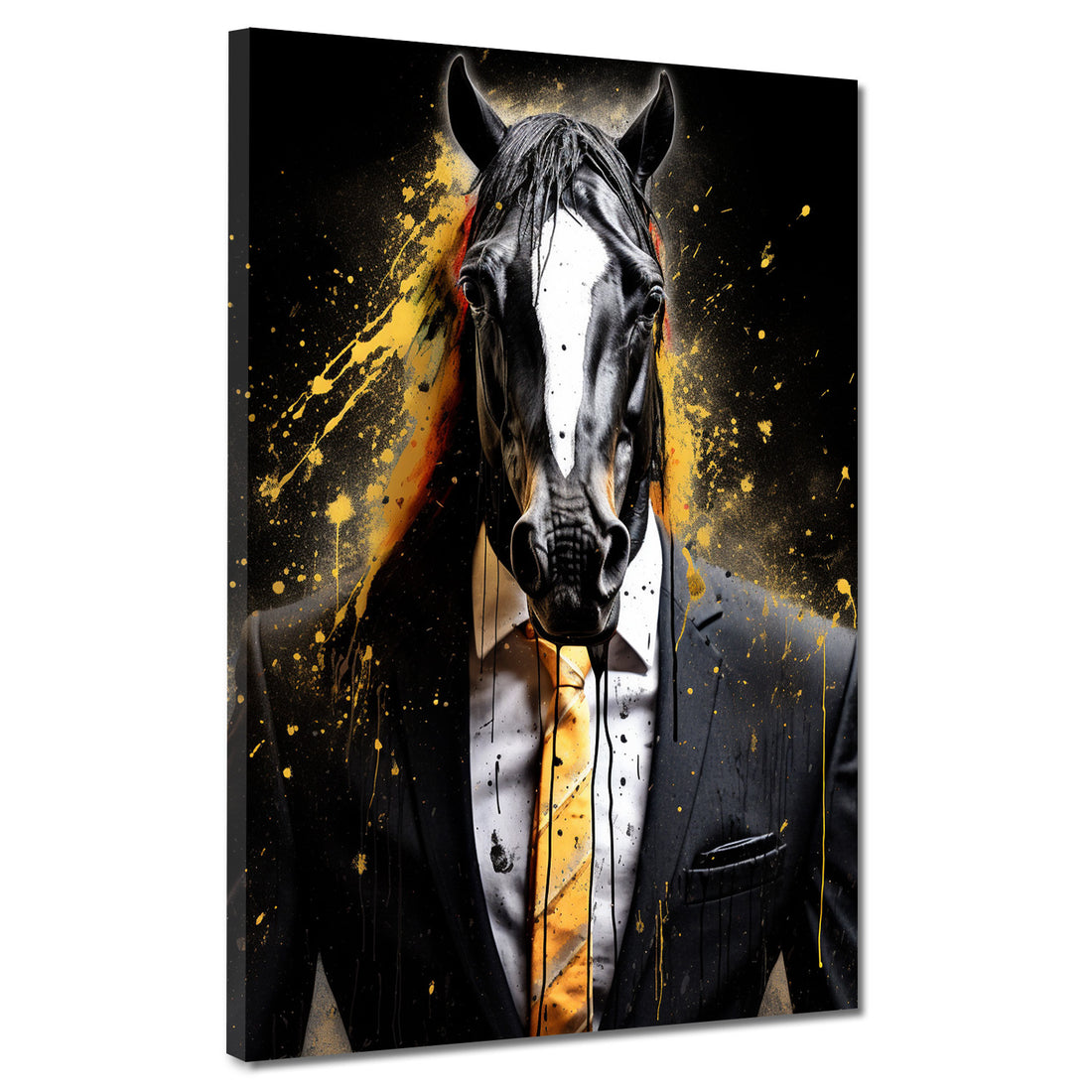 Wandbild abstrakt Pferd im Anzug frontal Pop Art