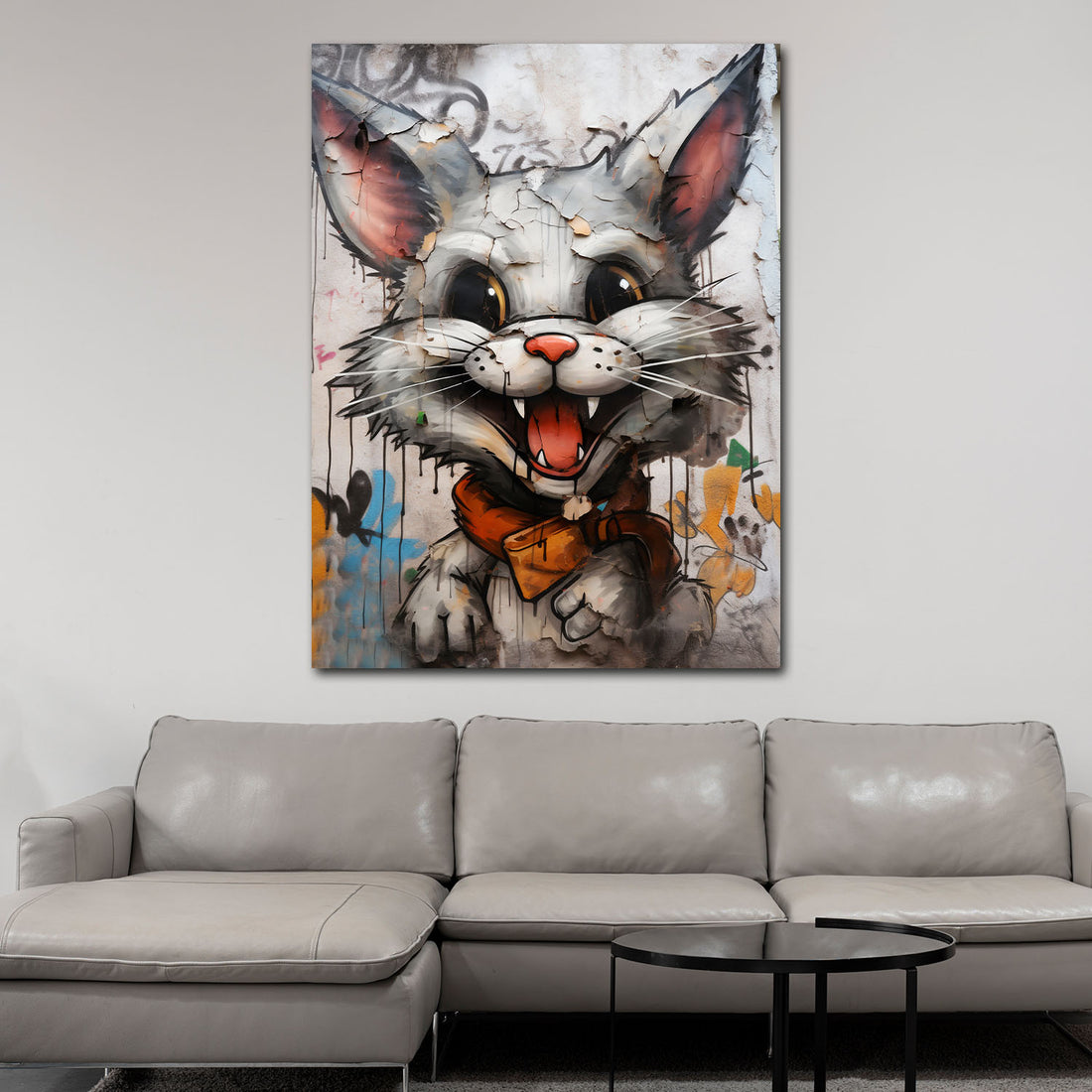 Wandbild abstrakt Pop Art White Cat, Katze