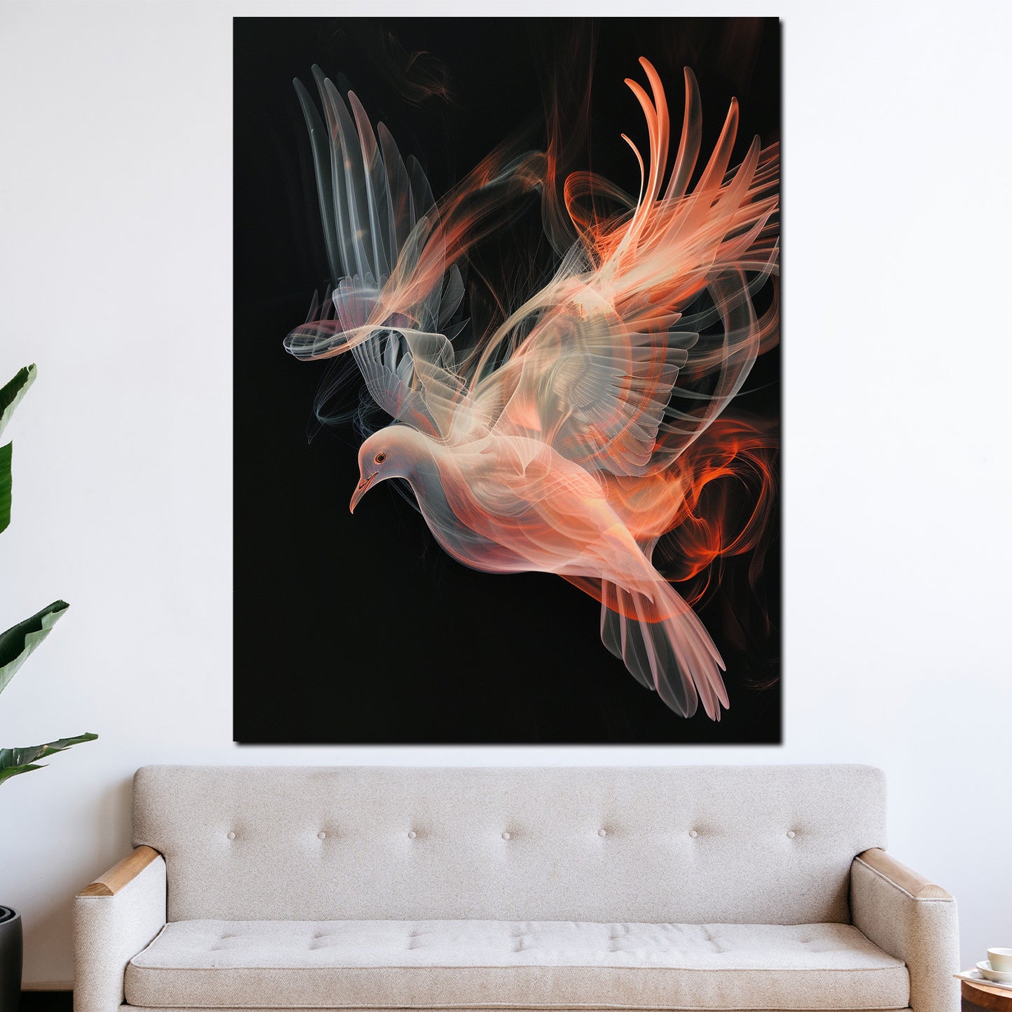 Wandbild abstrakt Taube Lichtspiel Eleganz modern